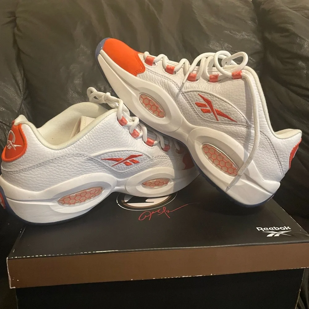 Reebok White and Orange Men's Sneakers